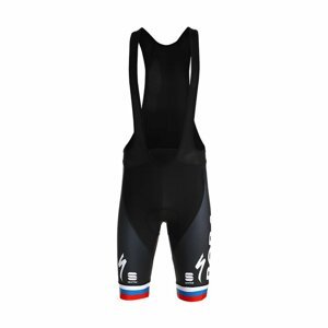 SPORTFUL Cyklistické nohavice krátke s trakmi - BORA HANSGROHE 2021 - čierna/viacfarebná XL