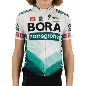 SPORTFUL Cyklistický dres s krátkym rukávom - BORA 2021 KIDS BOH - zelená/šedá 14Y