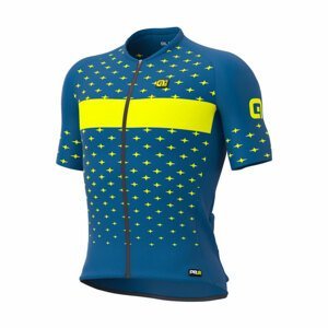 ALÉ Cyklistický dres s krátkym rukávom - STARS - modrá/žltá XL