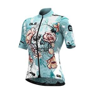 ALÉ Cyklistický dres s krátkym rukávom - SKULL LADY - svetlo modrá XL