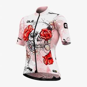 ALÉ Cyklistický dres s krátkym rukávom - SKULL LADY - ružová L