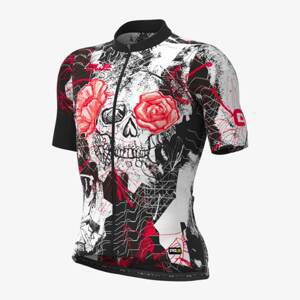 ALÉ Cyklistický dres s krátkym rukávom - SKULL - čierna/červená/biela 2XL