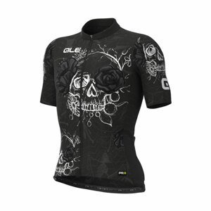 ALÉ Cyklistický dres s krátkym rukávom - SKULL - čierna/biela 2XL