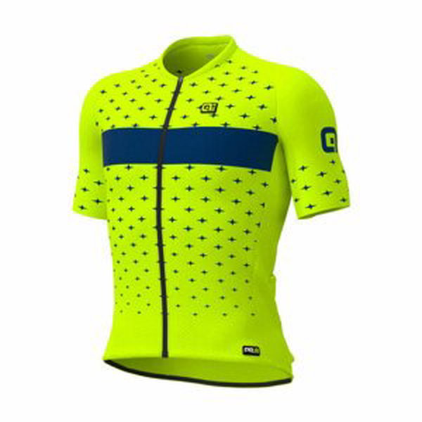 ALÉ Cyklistický dres s krátkym rukávom - STARS - žltá/modrá XL