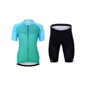 HOLOKOLO Cyklistický krátky dres a krátke nohavice - DAYBREAK LADY - čierna/svetlo modrá/zelená