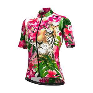 ALÉ Cyklistický dres s krátkym rukávom - TIGER LADY - zelená/ružová S