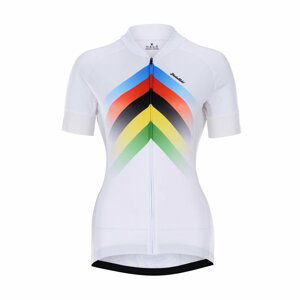 HOLOKOLO Cyklistický dres s krátkym rukávom - HYPER LADY - dúhová/biela XL