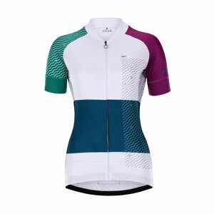 HOLOKOLO Cyklistický dres s krátkym rukávom - ENGRAVE LADY - biela/fialová/modrá XS