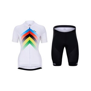 HOLOKOLO Cyklistický krátky dres a krátke nohavice - HYPER LADY - biela/viacfarebná