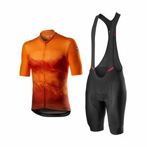 CASTELLI Cyklistický krátky dres a krátke nohavice - POLVERE - čierna/oranžová