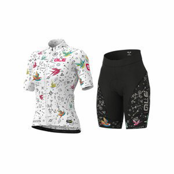 ALÉ Cyklistický krátky dres a krátke nohavice - VERSILIA LADY - čierna/biela