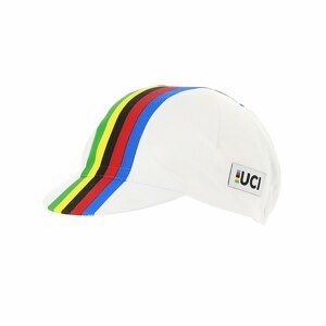 SANTINI Cyklistická čiapka - UCI RAINBOW - biela/dúhová UNI