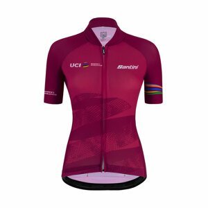 SANTINI Cyklistický dres s krátkym rukávom - UCI WORLD ECO LADY - bordová/cyklamenová M