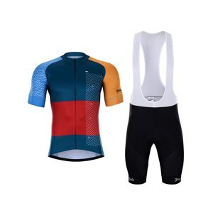 HOLOKOLO Cyklistický krátky dres a krátke nohavice - ENGRAVE - červená/modrá/čierna
