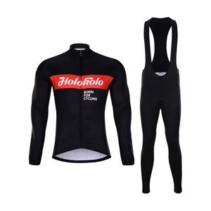HOLOKOLO Cyklistický zimný dres a nohavice - OBSIDIAN WINTER - čierna/červená