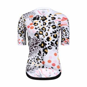 MONTON Cyklistický dres s krátkym rukávom - LEOPARD LADY - ružová/biela/čierna M