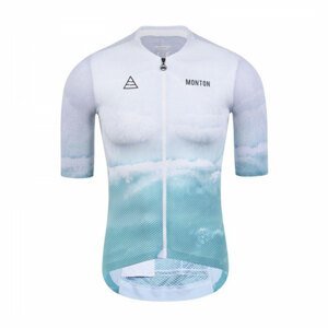 MONTON Cyklistický dres s krátkym rukávom - BEACH  - biela/modrá 3XL
