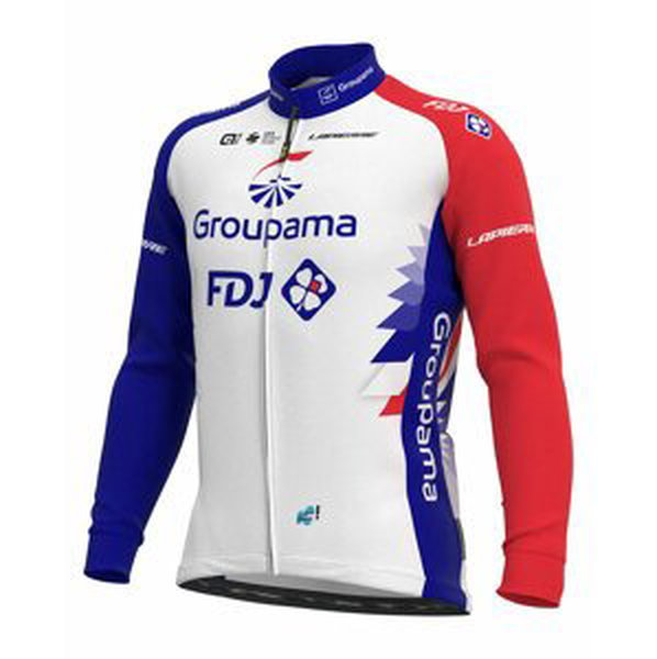 ALÉ Cyklistický dres s dlhým rukávom zimný - GROUPAMA FDJ 2021 - modrá/biela/červená 3XL