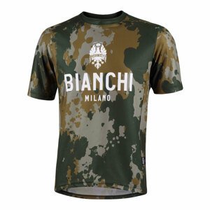 BIANCHI MILANO Cyklistický dres s krátkym rukávom - POZZILLO MTB - zelená/hnedá