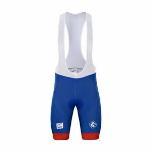 BONAVELO Cyklistické nohavice krátke s trakmi - GROUPAMA FDJ 2021 - červená/modrá/biela XL