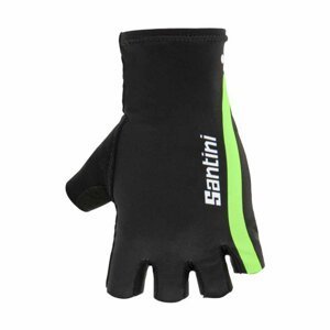 SANTINI Cyklistické rukavice krátkoprsté - X IRONMAN VIS - čierna/zelená L