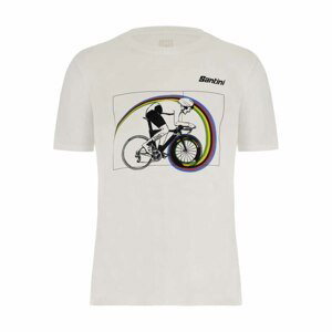 SANTINI Cyklistické tričko s krátkym rukávom - TT UCI OFFICIAL - biela