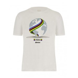 SANTINI Cyklistické tričko s krátkym rukávom - WORLD UCI OFFICIAL - biela