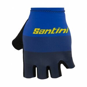 SANTINI Cyklistické rukavice krátkoprsté - LA VUELTA 2021 - modrá XL