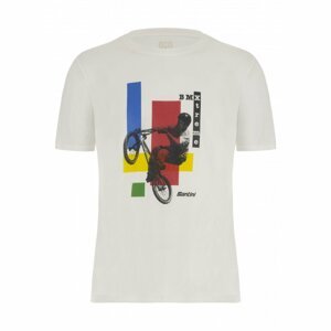 SANTINI Cyklistické tričko s krátkym rukávom - BMX UCI OFFICIAL - biela L