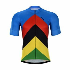HOLOKOLO Cyklistický dres s krátkym rukávom - ULTRA - modrá/dúhová 2XL