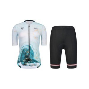 MONTON Cyklistický krátky dres a krátke nohavice - WATER FLOW LADY - čierna/modrá/biela