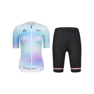 MONTON Cyklistický krátky dres a krátke nohavice - COLOR FLOW LADY - svetlo modrá/dúhová/čierna