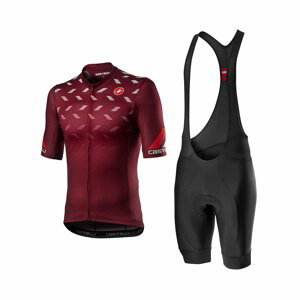 CASTELLI Cyklistický krátky dres a krátke nohavice - AVANTI II - bordová/čierna