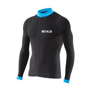 SIX2 Cyklistický dres s dlhým rukávom letný - BIKE4 STRIPES - čierna/modrá