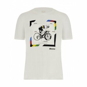 SANTINI Cyklistické tričko s krátkym rukávom - ROAD UCI OFFICIAL - biela S