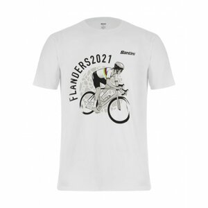 SANTINI Cyklistické tričko s krátkym rukávom - UCI FLANDERS RIDER - biela L