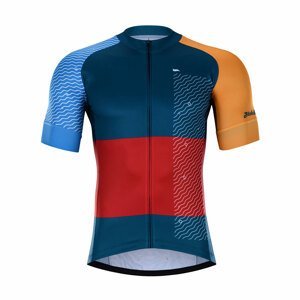 HOLOKOLO Cyklistický dres s krátkym rukávom - ENGRAVE - oranžová/modrá/červená XS