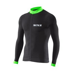 SIX2 Cyklistický dres s dlhým rukávom letný - BIKE4 STRIPES - zelená/čierna