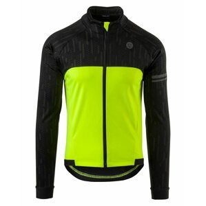 AGU Cyklistická zateplená bunda - ESSENTIAL HIVIS WNT - čierna/žltá L
