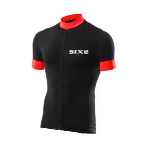 SIX2 Cyklistický dres s krátkym rukávom - BIKE3 STRIPES - čierna/červená