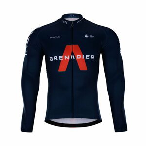 BONAVELO Cyklistický dres s dlhým rukávom zimný - INEOS 2021 WINTER - čierna/modrá L