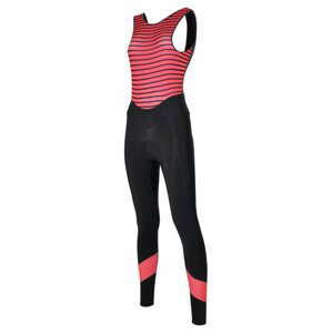 SANTINI Cyklistické nohavice dlhé s trakmi - CORAL BENGAL LADY - ružová/čierna XL