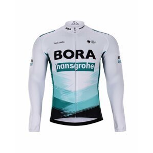 BONAVELO Cyklistický dres s dlhým rukávom zimný - BORA 2021 WINTER - biela/zelená/čierna 3XL