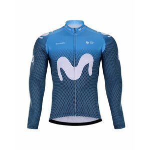 BONAVELO Cyklistický dres s dlhým rukávom zimný - MOVISTAR 2021 WINTER - biela/modrá M