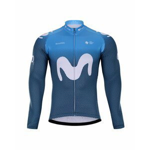 BONAVELO Cyklistický dres s dlhým rukávom zimný - MOVISTAR 2021 WINTER - biela/modrá 6XL