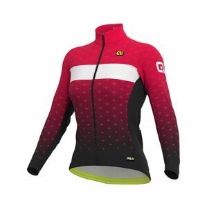 ALÉ Cyklistický dres s dlhým rukávom zimný - PR-R STARS LADY WNT - ružová/čierna S