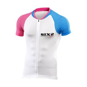 SIX2 Cyklistický dres s krátkym rukávom - BIKE3 ULTRALIGHT - ružová/modrá/biela