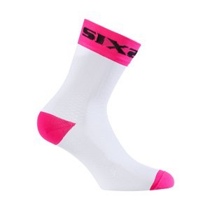 SIX2 Cyklistické ponožky klasické - WHITE SHORT - ružová/biela