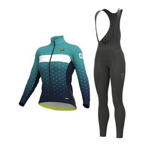 ALÉ Cyklistický zimný dres a nohavice - PR-R STARS LADY WNT - čierna/svetlo modrá