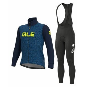ALÉ Cyklistická zimná bunda a nohavice - SOLID CROSS WINTER - čierna/modrá
